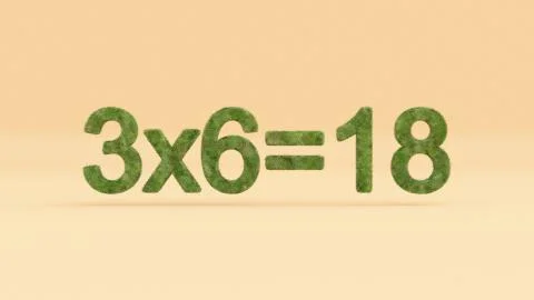 3D rendering of a mathematical equation with grassy texture on the orange bac Stock Illustration