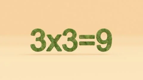3D rendering of a mathematical equation with grassy texture on the orange bac Stock Illustration