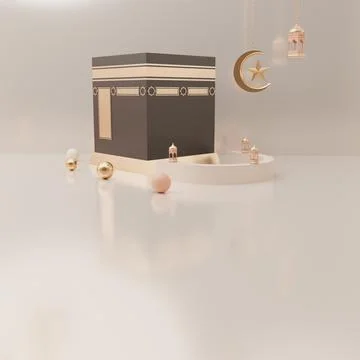 3d rendering mecca pilgrimage kaaba Eid al fitr or ramadan sale banner social Stock Illustration