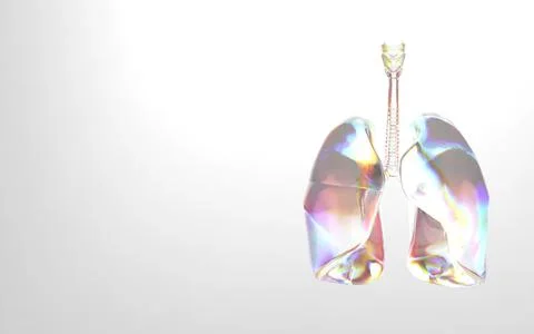 3d rendering Medical background with lungs made of glass.Hologram of the Stock Illustration