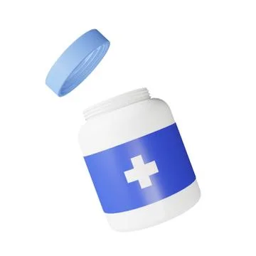 3d rendering of Medicine bottle, 3d icons, pastel minimal cartoon style  isol Stock Illustration