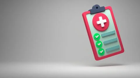 3D rendering of a medicine checklist report 스톡 일러스트