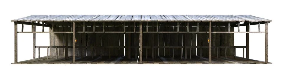3D Rendering Medieval Barn on White Stock Illustration