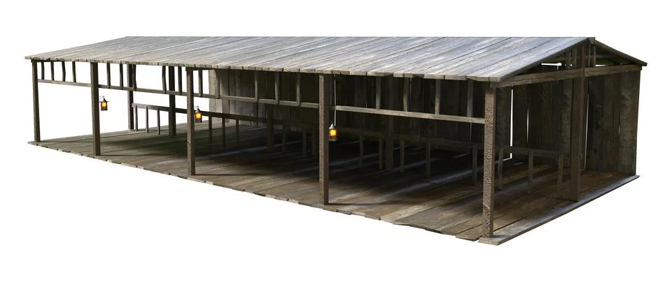 3D Rendering Medieval Barn on White Stock Illustration