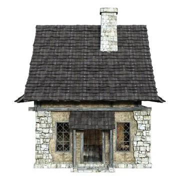 3D Rendering Medieval Building on White Ilustración de archivo