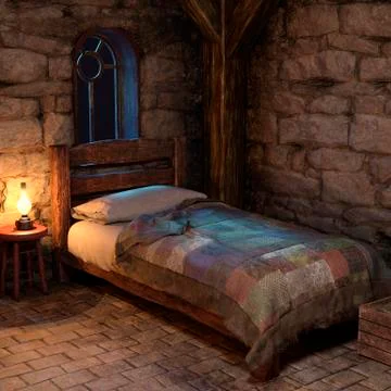 3D Rendering Medieval Fantasy Cottage Stock Illustration