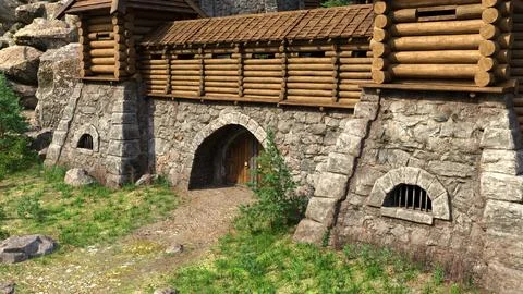 3D Rendering Medieval Fortress Stock Illustration