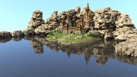 3D Rendering Medieval Fortress Stock Illustration