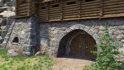 3D Rendering Medieval Fortress Stock Illustration