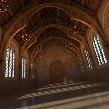 3D Rendering Medieval Hall Stock Illustration