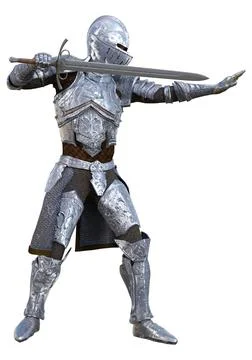 3D Rendering Medieval Warrior on White Stock Illustration