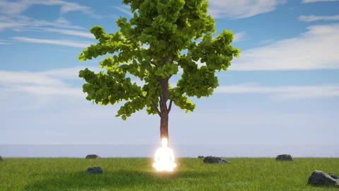 3D rendering of meditation man sitting on the grass in yoga lotus asana position Stock Footage 203866381