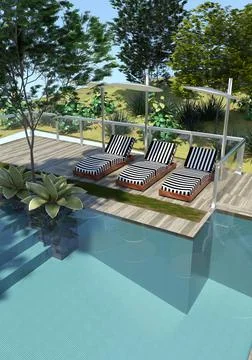 3D Rendering Mediterranean Terrace Stock Illustration