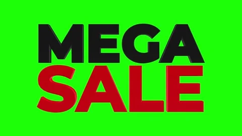 3D Rendering of Mega Sale Text Animation on Green Screen Stock Footage 154714830