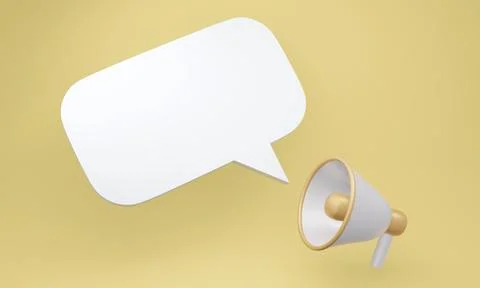 3D rendering megaphone and a speech bubble icon for commercial design conce.. Stock Illustration