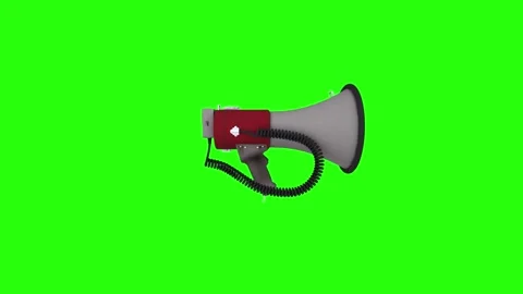 3D rendering of a megaphone on a bright green background Stock-Footage 303594851