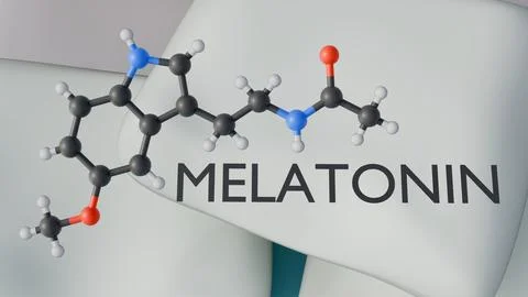 3D rendering of Melatonin on top of bedding Stock Illustration