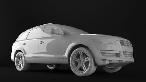 3d rendering of a mesh car white Stock Illustration