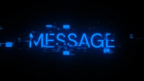 3D rendering message text with screen effects of technological glitches Foto stock