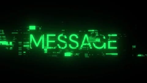 3D rendering message text with screen effects of technological glitches 스톡 사진