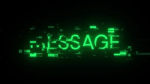 3D rendering message text with screen effects of technological glitches Stock-Fotos