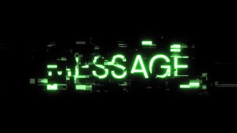 3D rendering message text with screen effects of technological glitches Foto stock
