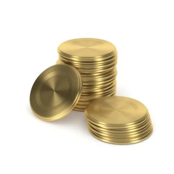 3d rendering metal conservation lids isolated on white background. Group of g Stock Photos
