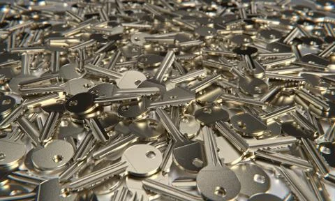 3D Rendering of metal keys Stock Illustration