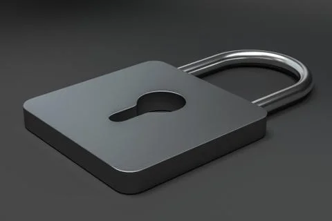 3d rendering, metal lock with digital concept background Stock Illustration