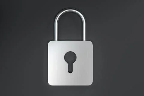 3d rendering, metal lock with digital concept background Illustrazione stock