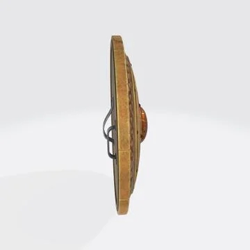 3D rendering of a metal round shield with handles Illustration