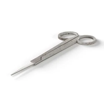 3d rendering of metal scissors isolated on a white background 스톡 사진