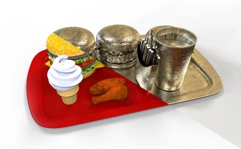 3D Rendering Metal Section Fast Food 스톡 일러스트