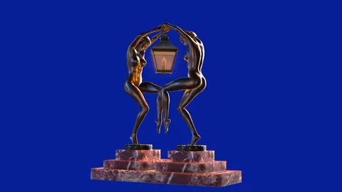 3D rendering of metal statuette with lantern. Stock Footage 116179011