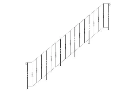 3d rendering of a metalic front view stairs rails isolated on a white backgro Stock Illustration
