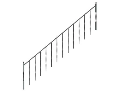 3d rendering of a metalic front view stairs rails isolated on a white backgro Stock Illustration