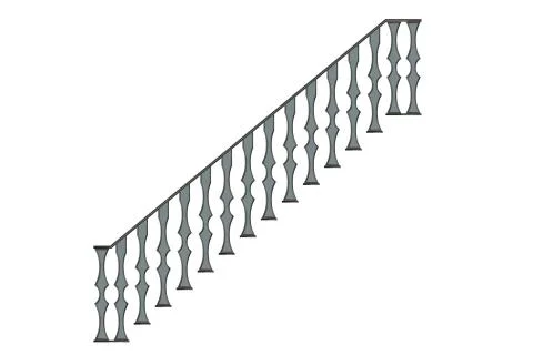 3d rendering of a metalic front view stairs rails isolated on a white backgro Stock Illustration