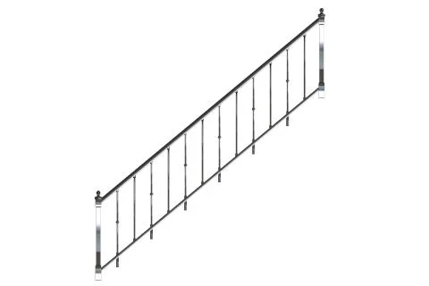 3d rendering of a metalic front view stairs rails isolated on a white backgro Stock Illustration
