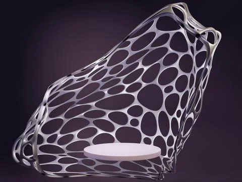 3D rendering metallic of abstract figure; design template pedestal for the pr Stock Illustration