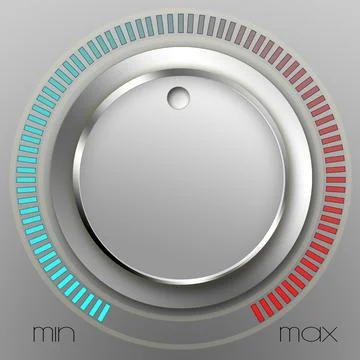 3D rendering of a metallic volume music knob button Stock Illustration