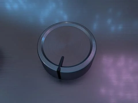 3D rendering of a metallic volume music knob button Stock Illustration