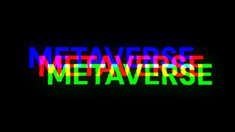 3D rendering metaverse text with screen effects of technological glitches 库存插图