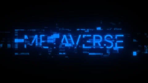 3D rendering metaverse text with screen effects of technological glitches Foto stock