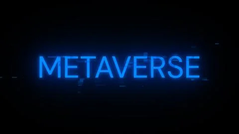 3D rendering metaverse text with screen effects of technological glitches 스톡 사진