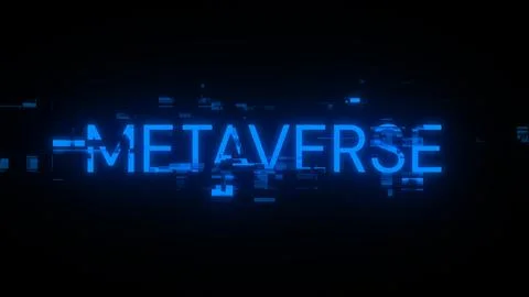 3D rendering metaverse text with screen effects of technological glitches 스톡 사진