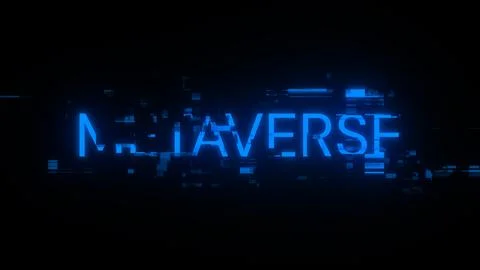 3D rendering metaverse text with screen effects of technological glitches 스톡 사진