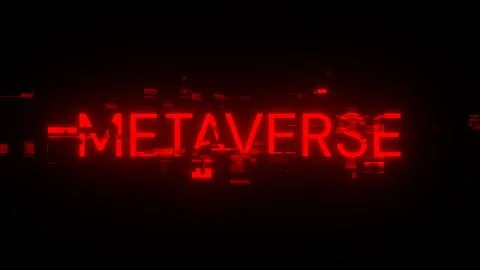 3D rendering metaverse text with screen effects of technological glitches 스톡 사진