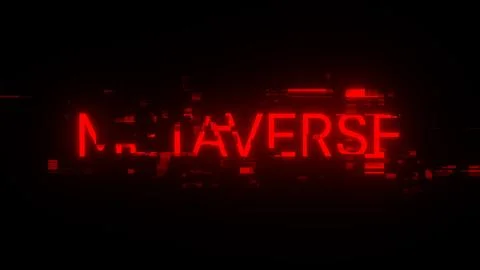 3D rendering metaverse text with screen effects of technological glitches Foto stock