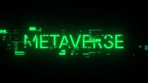 3D rendering metaverse text with screen effects of technological glitches 스톡 사진