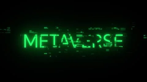 3D rendering metaverse text with screen effects of technological glitches Stock-Fotos